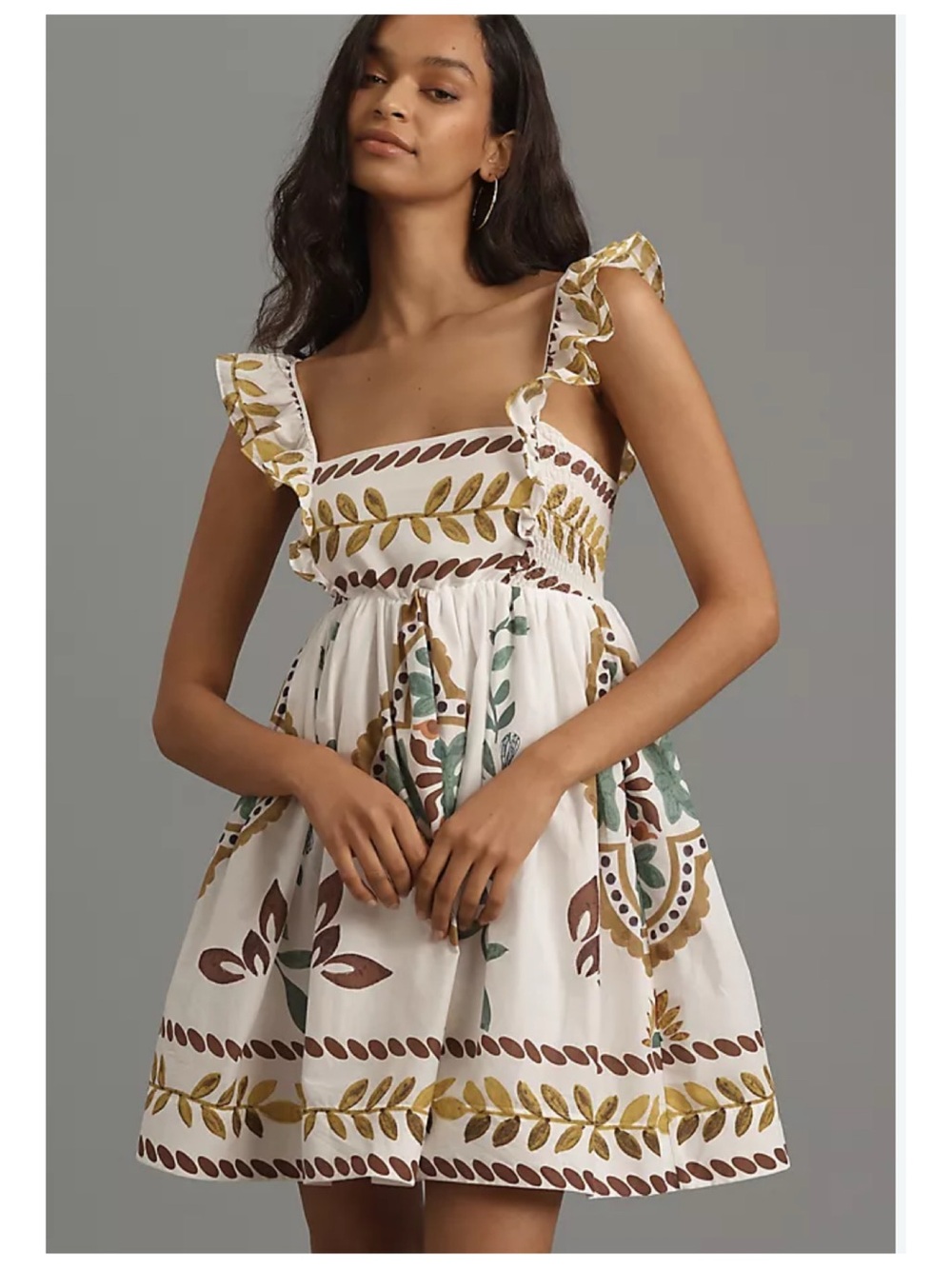 NWT Anthropologie Ruffle Sleeve Square Neck Mini Dress M
